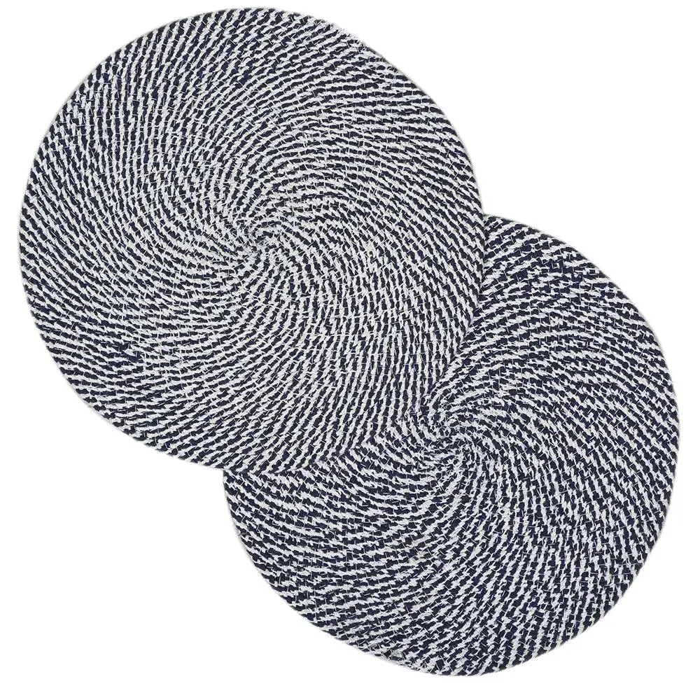 Navy Soft Cotton Round Placemat Set Of 2