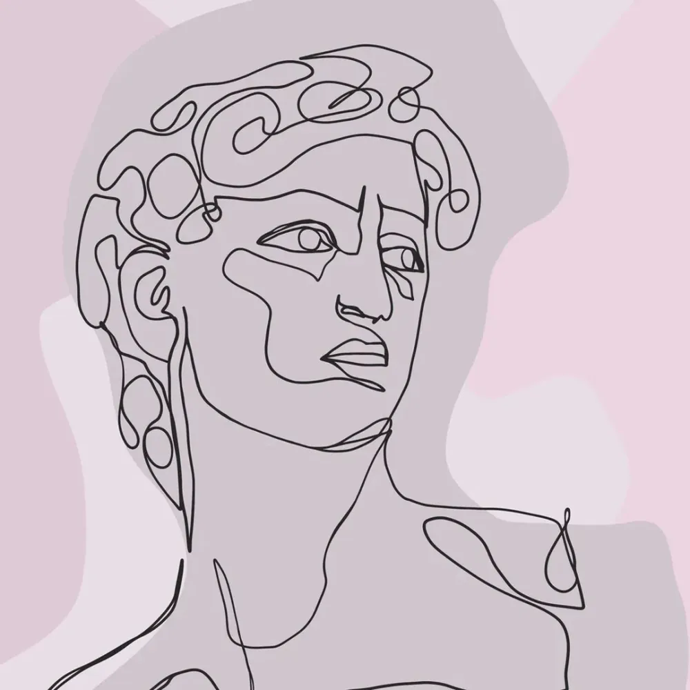 WallMantra Neoclassical Portrait Premium Quality Wallpaper Pink