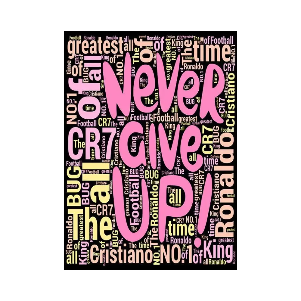 "Never Give UP" Cristiano Ronaldo Quotes Poster Regular Size Poster 9" X 12"