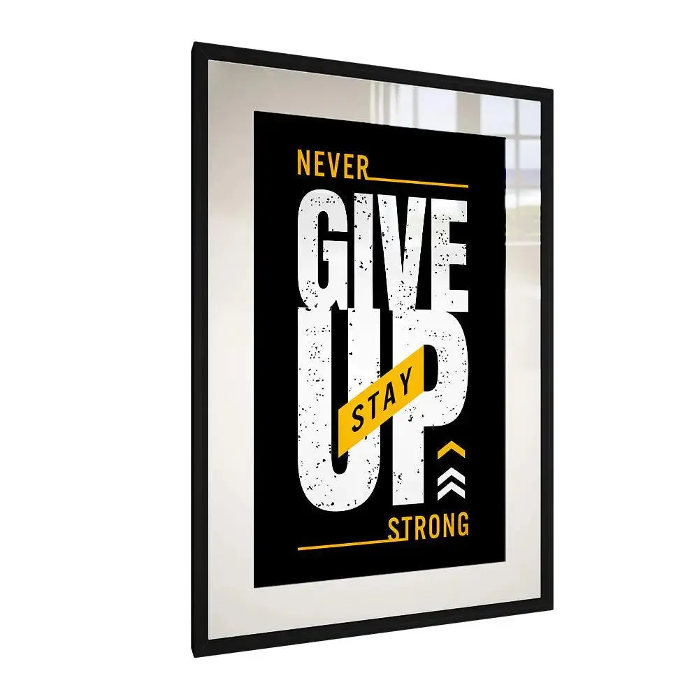 Never Give Up Framed Art Gym Wall Decor
