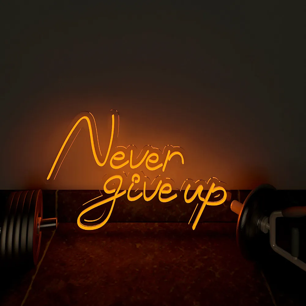 Never Give up LED Neon Light for Gym Wall Decor Red