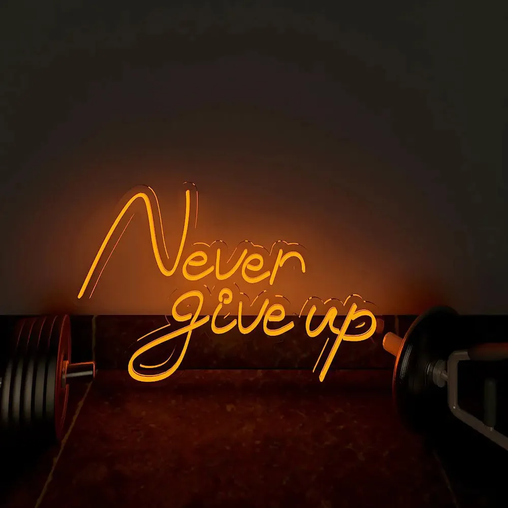 Never Give up LED Neon Light for Gym Wall Decor Red