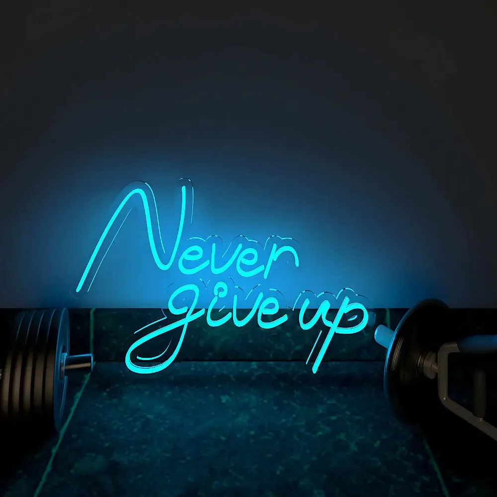 Never Give up LED Neon Light for Gym Wall Decor Red