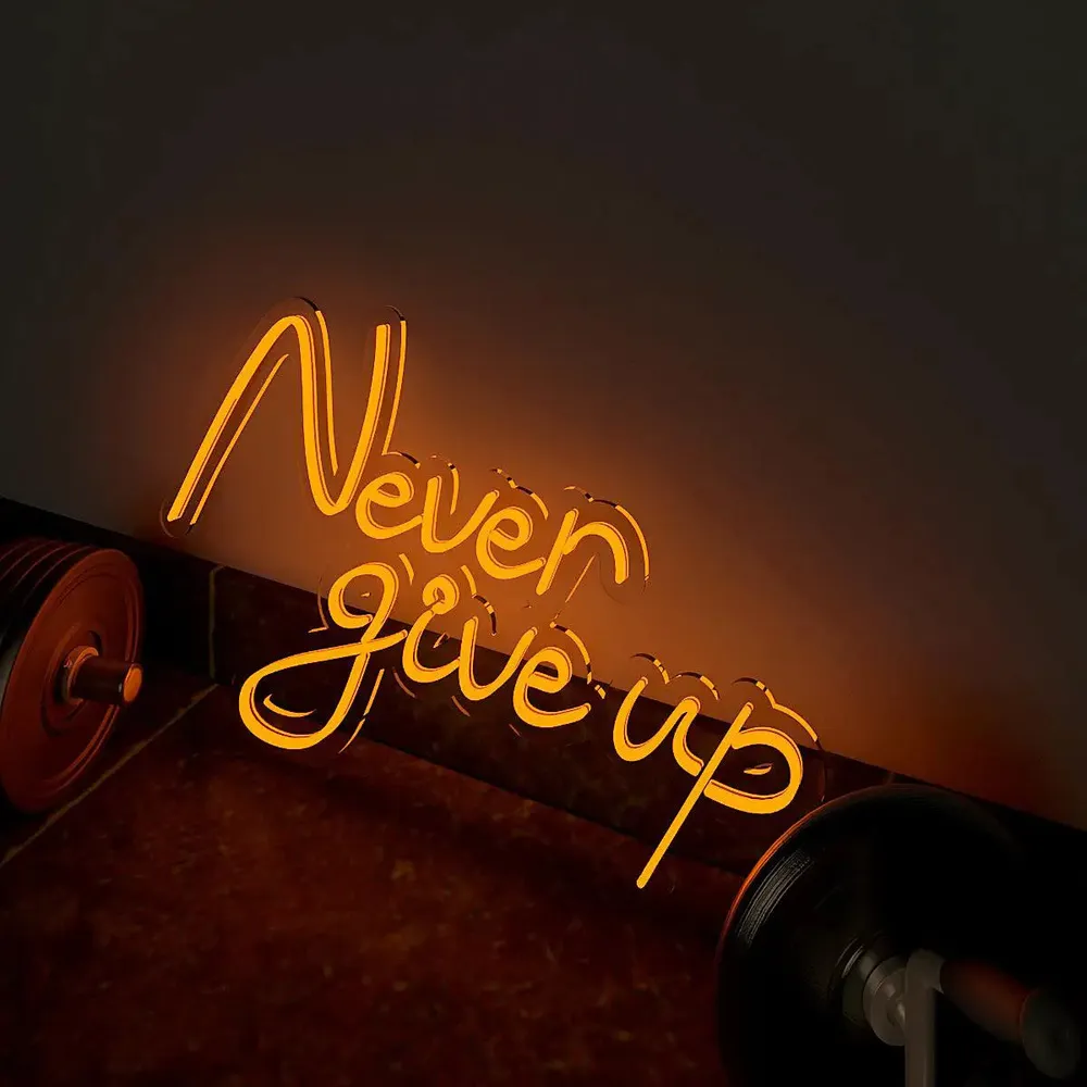 Never Give up LED Neon Light for Gym Wall Decor Red