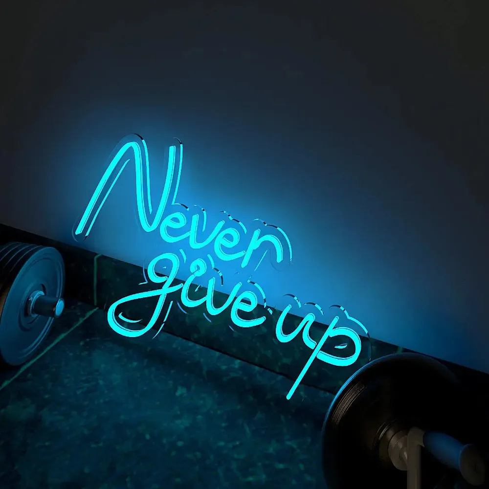 Never Give up LED Neon Light for Gym Wall Decor Red