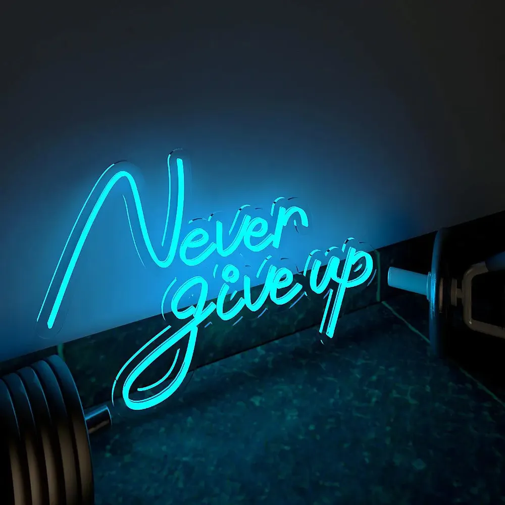 Never Give up LED Neon Light for Gym Wall Decor Red