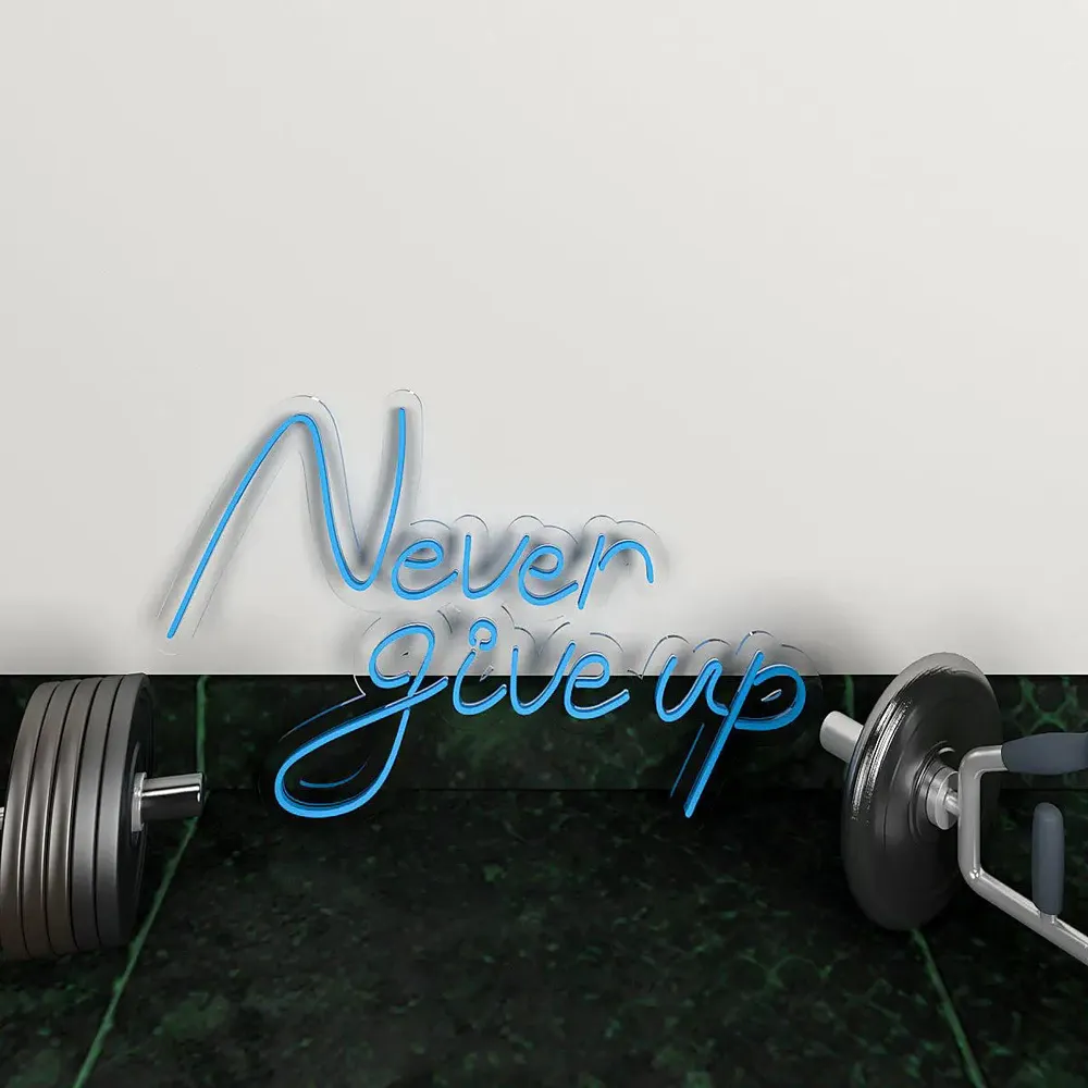 Never Give up LED Neon Light for Gym Wall Decor Red
