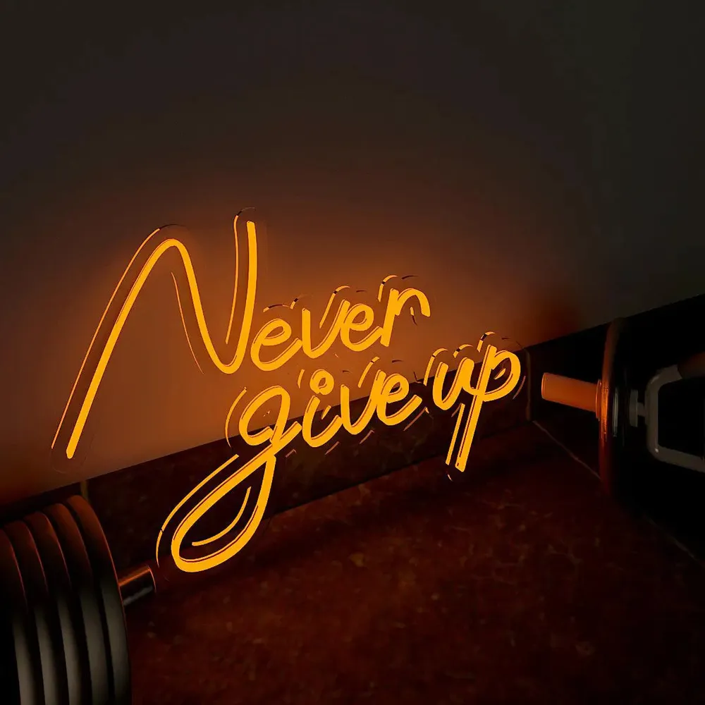 Never Give up LED Neon Light for Gym Wall Decor Red