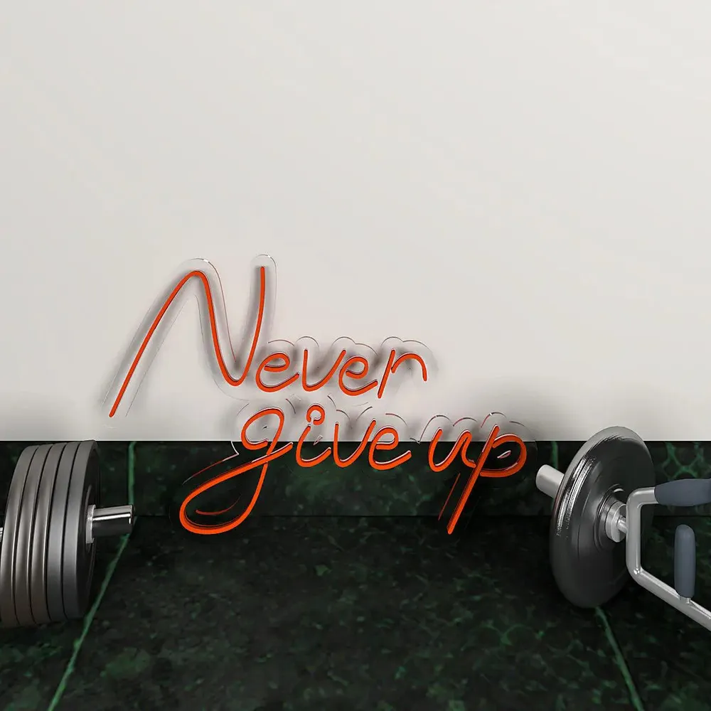 Never Give up LED Neon Light for Gym Wall Decor Red