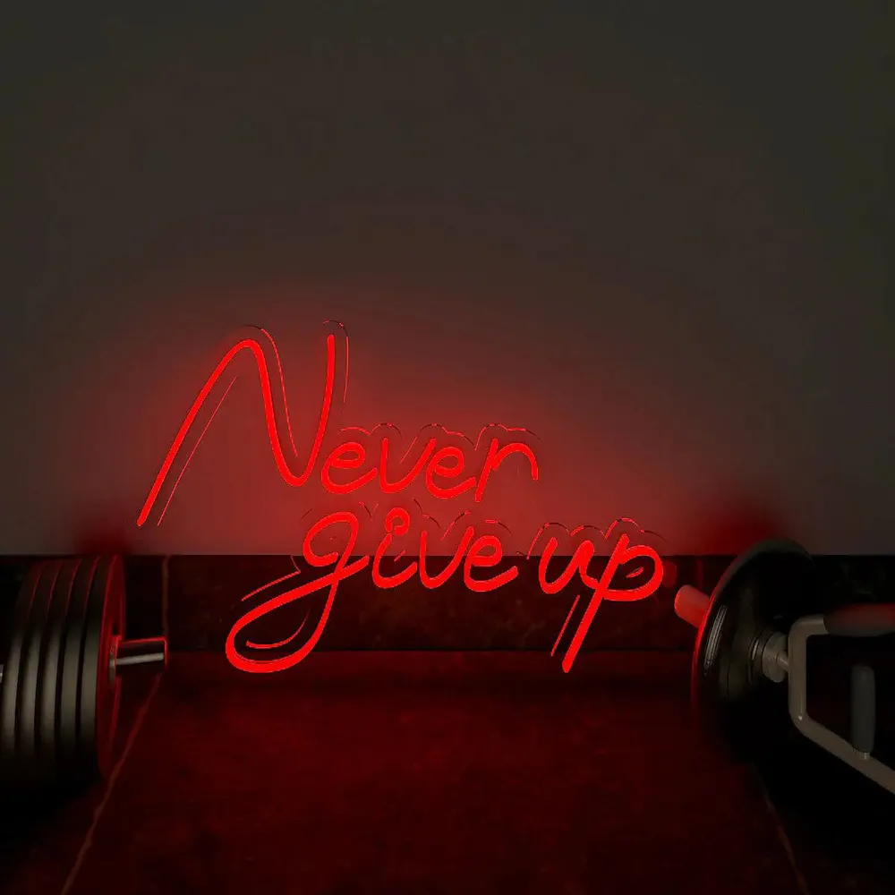 Never Give up LED Neon Light for Gym Wall Decor Red