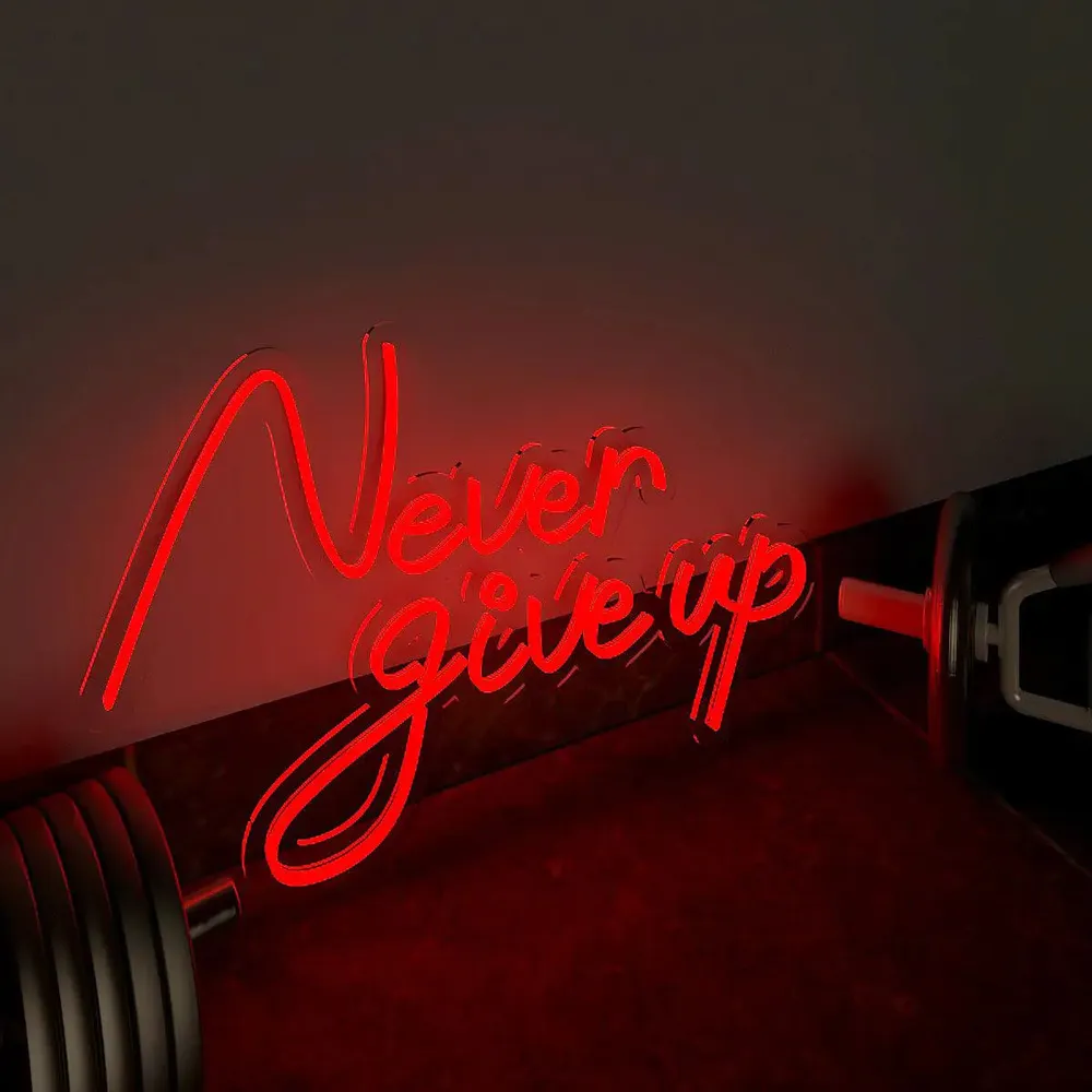 Never Give up LED Neon Light for Gym Wall Decor Red