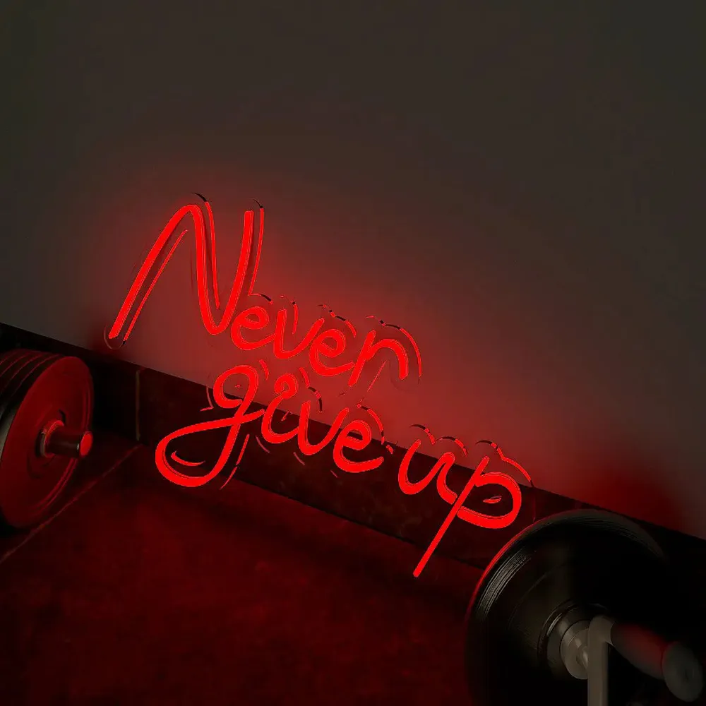 Never Give up LED Neon Light for Gym Wall Decor Red