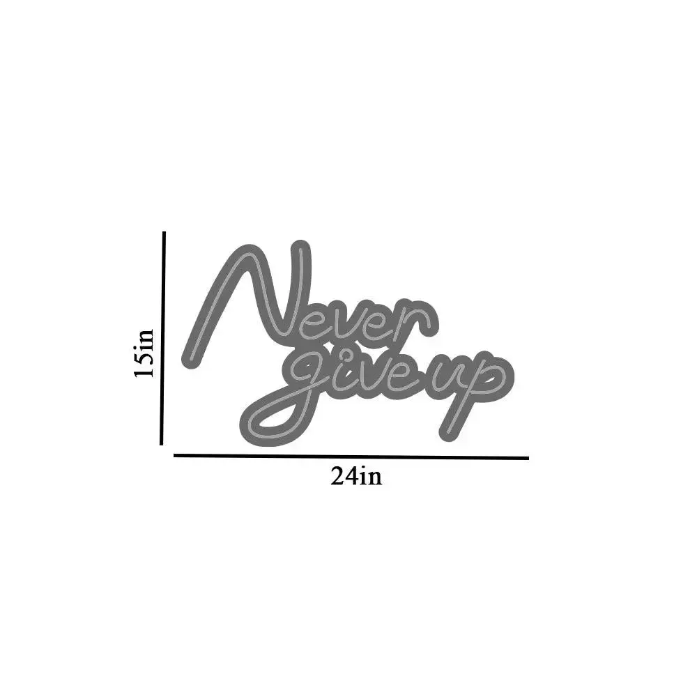 Never Give up LED Neon Light for Gym Wall Decor Red