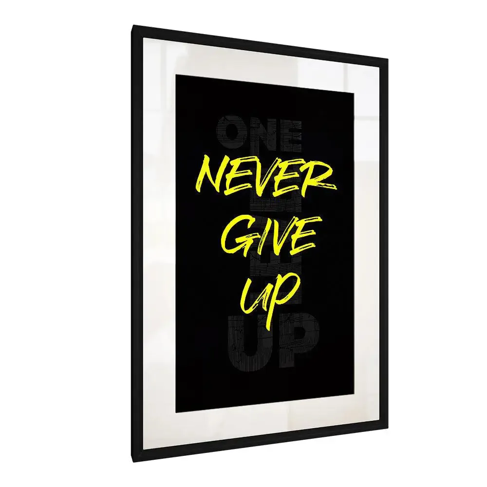 Never Give Up Motivational Gym Framed Wall Art / Gym Decor