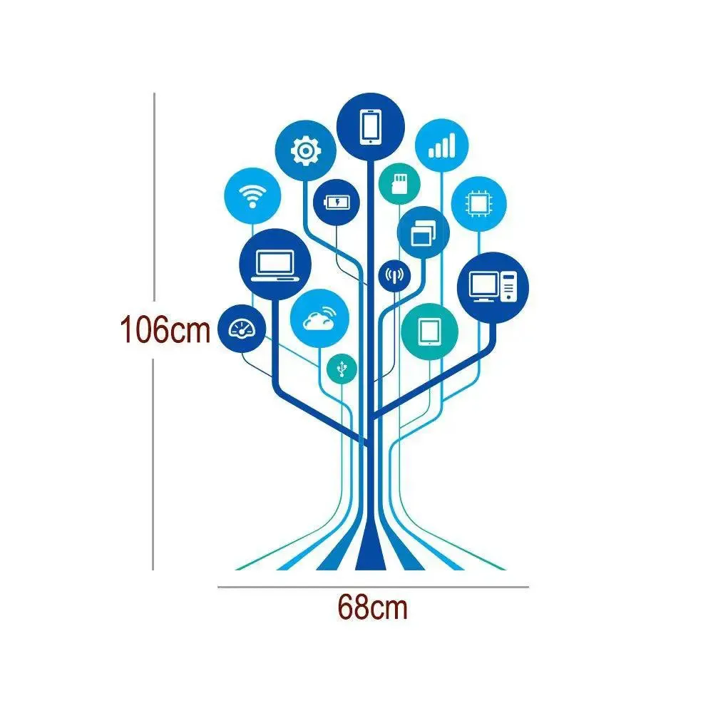 New Trend Technology Tech Wall Sticker For Office 68 x 106 cm