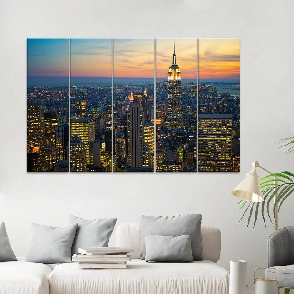 New York Downtown Split Wall Art Set of 5