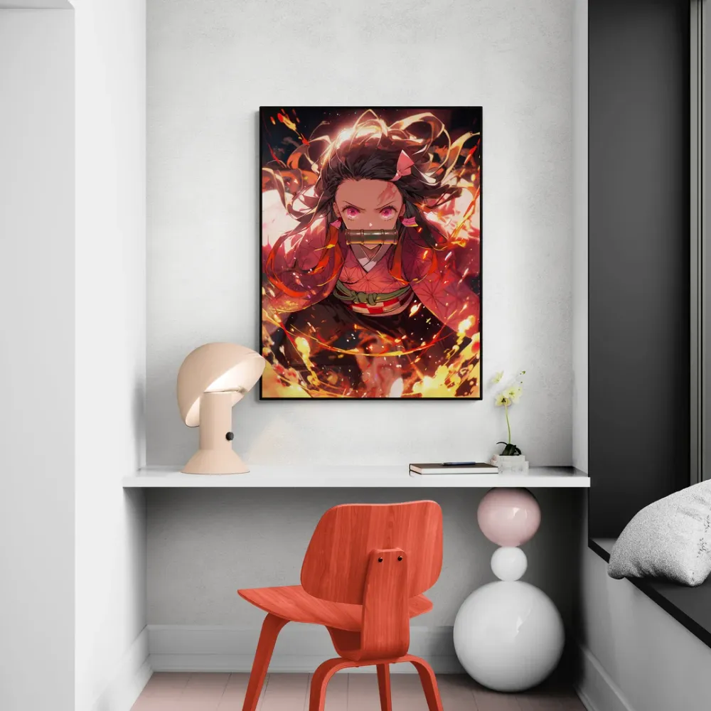 Nezuko Kamado Demon Slayer Anime Canvas Wall Painting With Frame