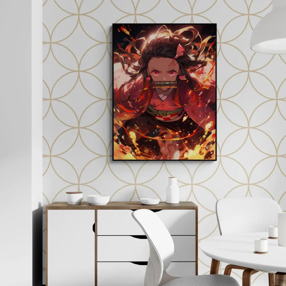 Nezuko Kamado Demon Slayer Anime Canvas Wall Painting With Frame