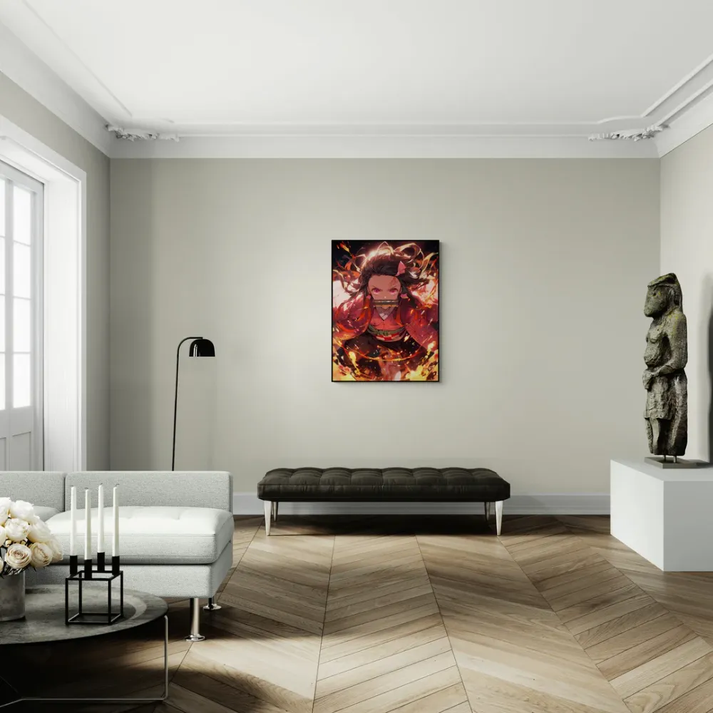 Nezuko Kamado Demon Slayer Anime Canvas Wall Painting With Frame