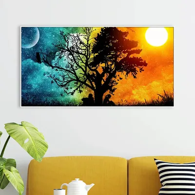 Night and Day Fantasy Scenery Canvas Painting