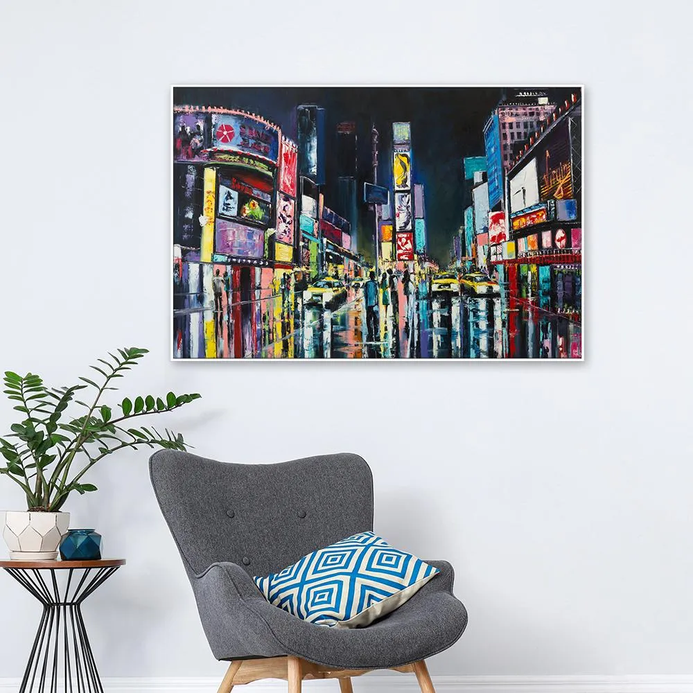 Night Walkers InTimes Squar Framed Wall art With Floating Frame