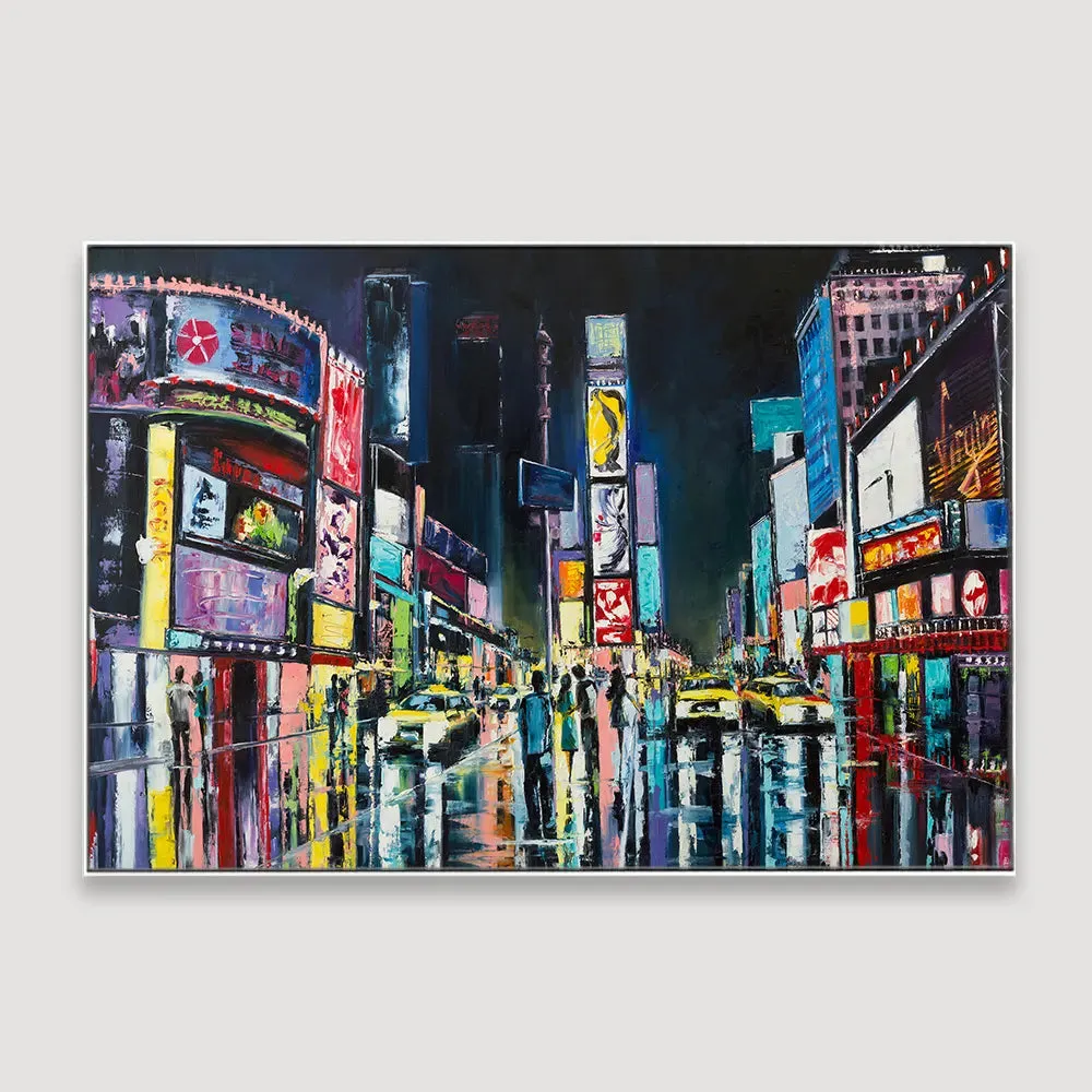 Night Walkers InTimes Squar Framed Wall art With Floating Frame