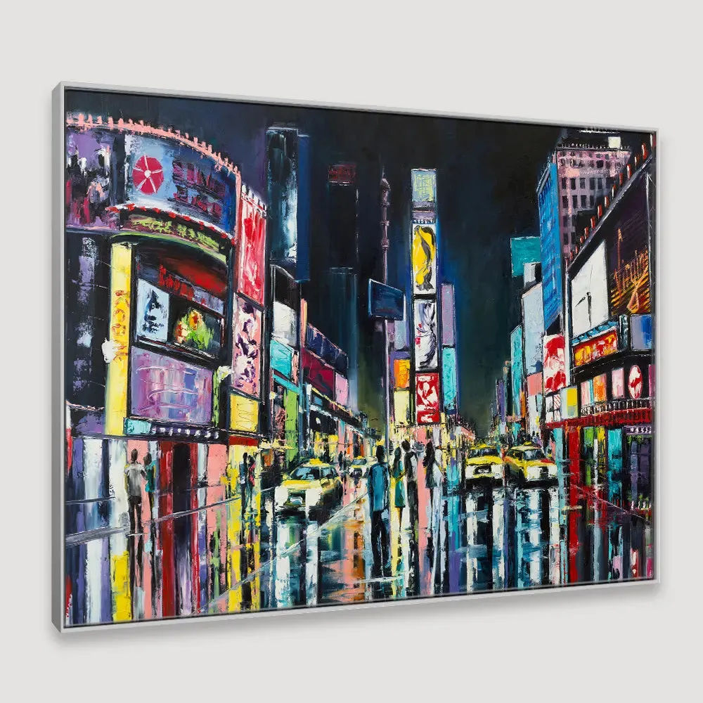 Night Walkers InTimes Squar Framed Wall art With Floating Frame