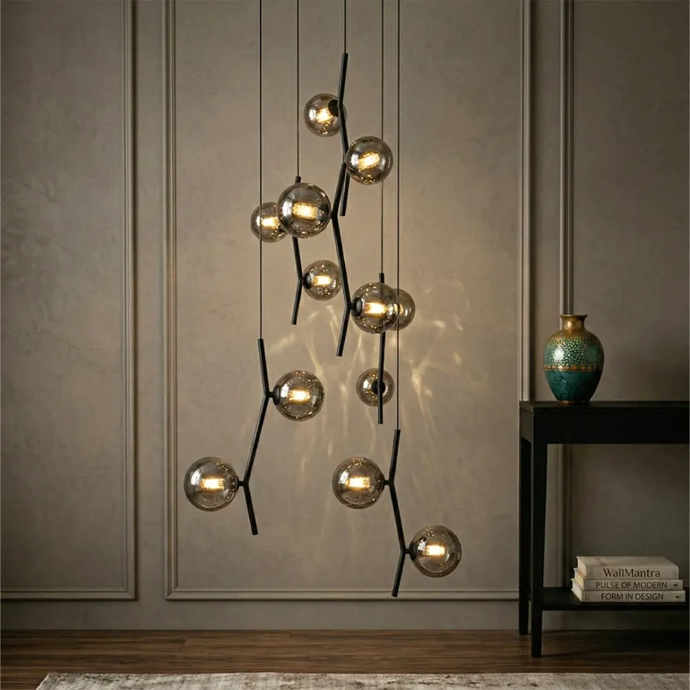 WallMantra Nova Orb Cluster Chandelier – Modern Multi-Globe Designer Ceiling Light 