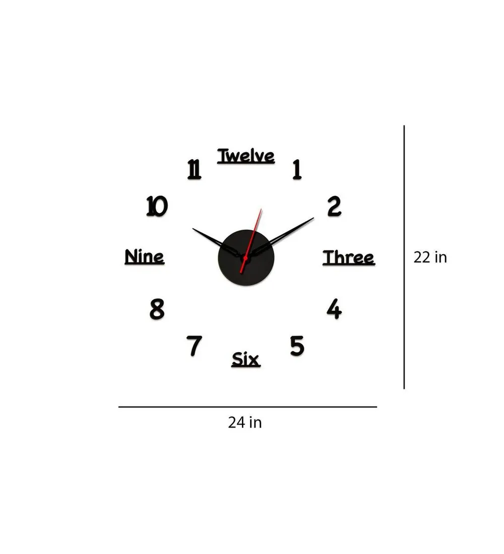 Number with English Letters Designer Big Size 3D Infinity Wall Clock (Size: 24 inch X 24 inch)