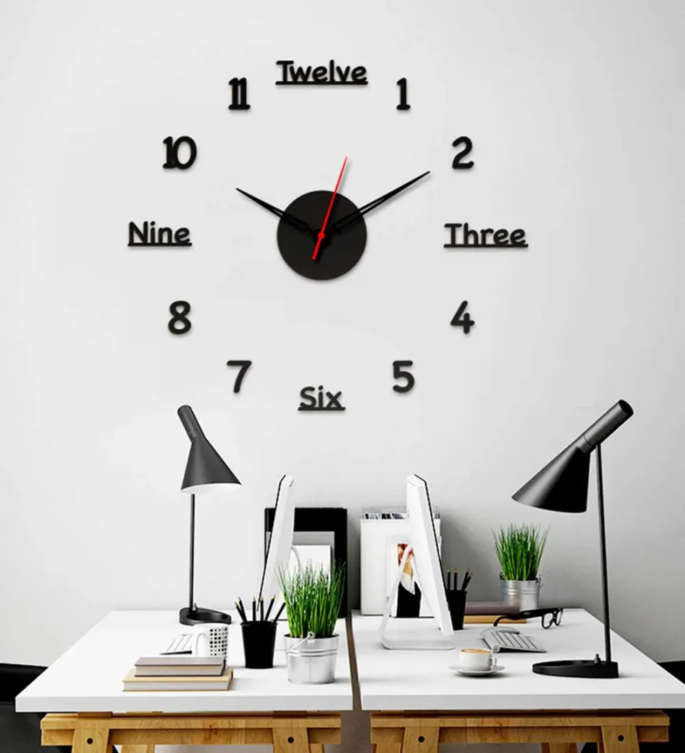 Number with English Letters Designer Big Size 3D Infinity Wall Clock (Size: 24 inch X 24 inch)
