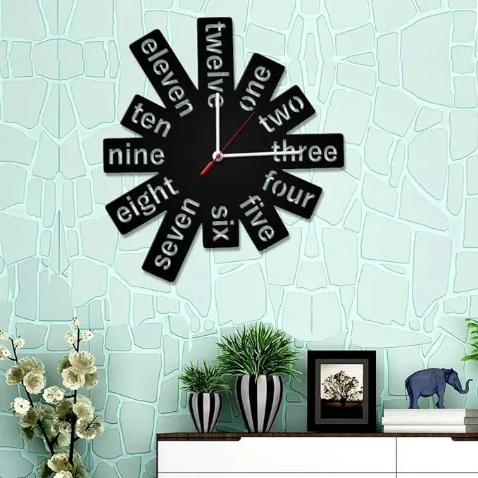 Numbers Shape in Black Color Wooden Wall Clock