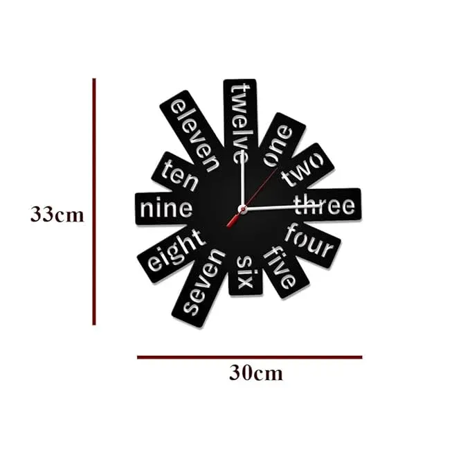 Numbers Shape in Black Color Wooden Wall Clock