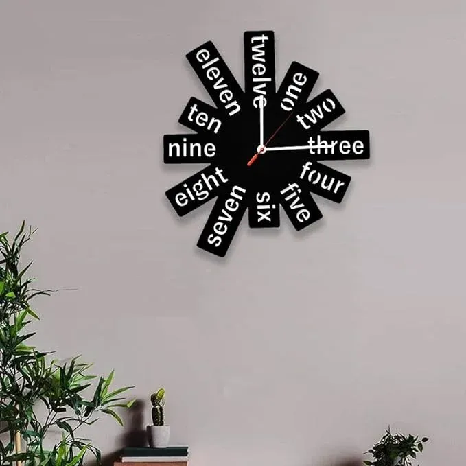 Numbers Shape in Black Color Wooden Wall Clock
