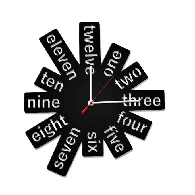 Numbers Shape in Black Color Wooden Wall Clock