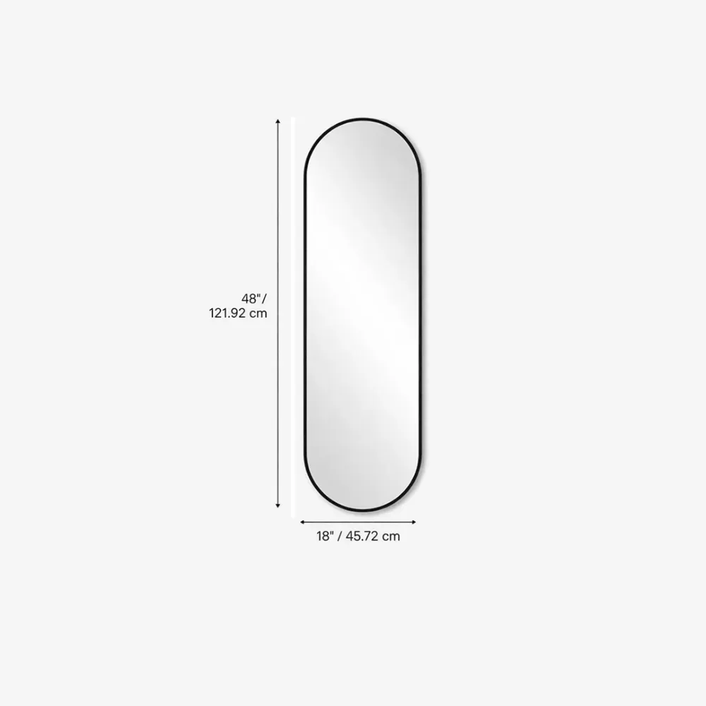 WallMantra Obsidian Oval Wall Mirror – Premium Saint-Gobain Glass with Black Aluminium Frame 