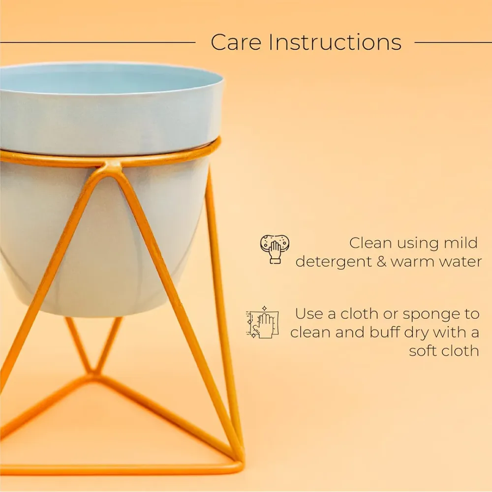Ocean Blue and Gold Resilient Metal Plant Pot Single Piece