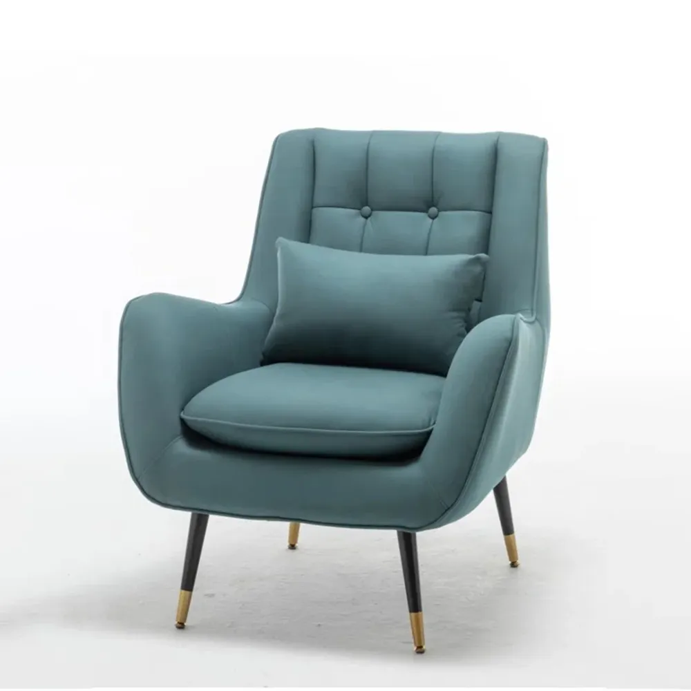 Olive Green Thick Padded Velvet Armchair with Cushion Single Piece