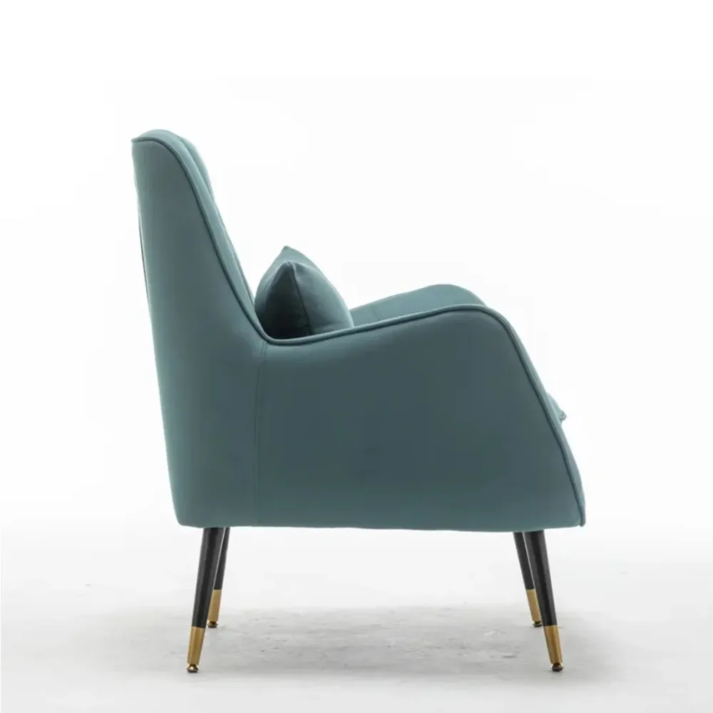 Olive Green Thick Padded Velvet Armchair with Cushion Single Piece