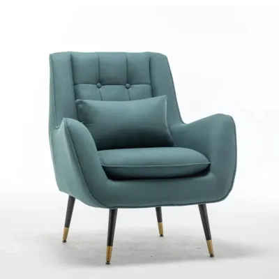 Olive Green Thick Padded Velvet Armchair with Cushion