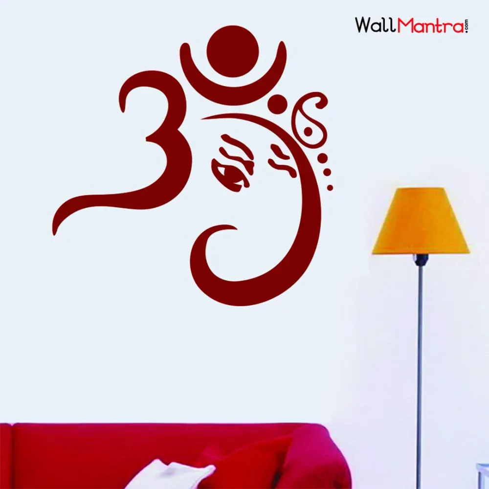 Om and Ganesha Hindu Wall Sticker Premium Quality Self Adhesive Vinyl