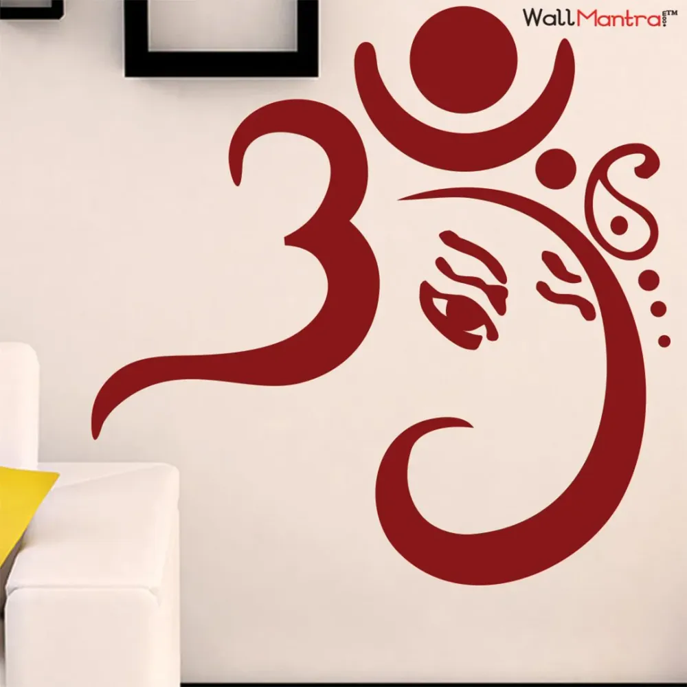 Om and Ganesha Hindu Wall Sticker Premium Quality Self Adhesive Vinyl