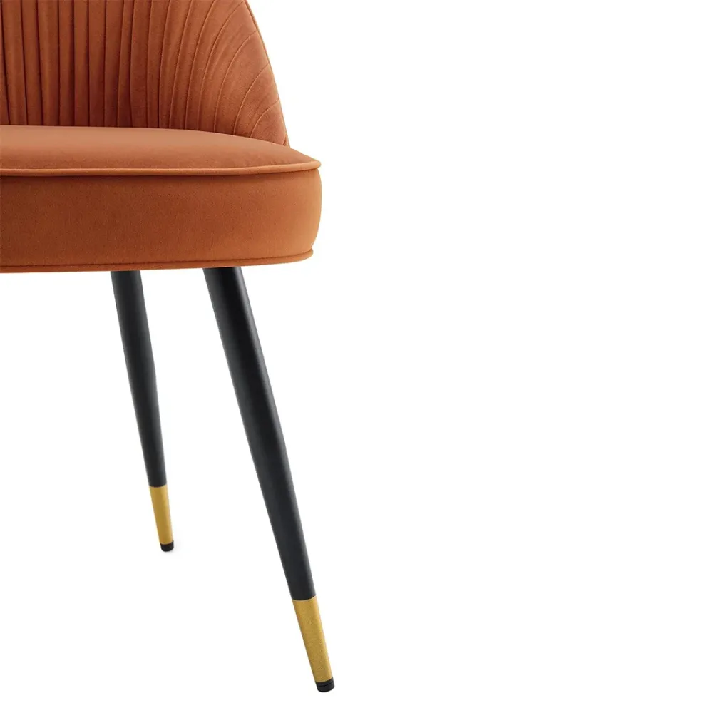 Orange Velvet Accent Chair with Upholstery Single