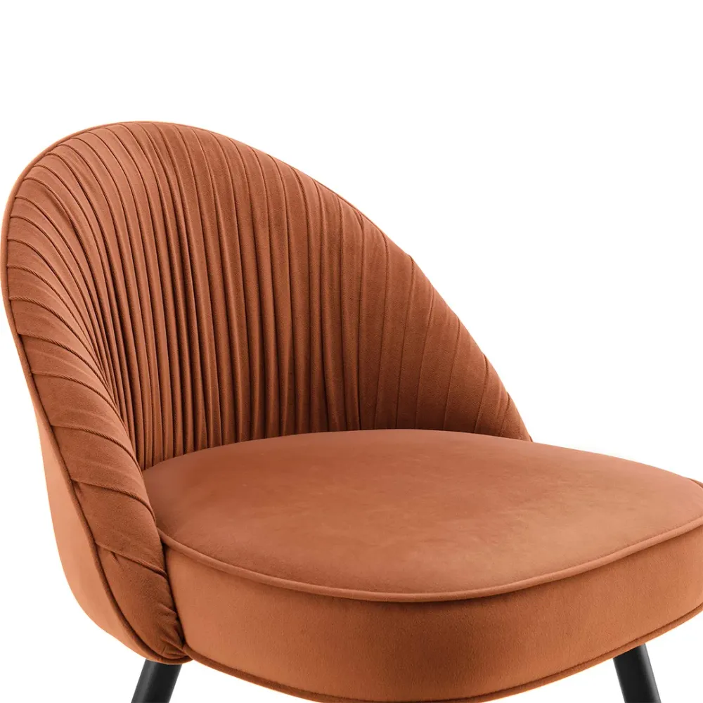 Orange Velvet Accent Chair with Upholstery Single