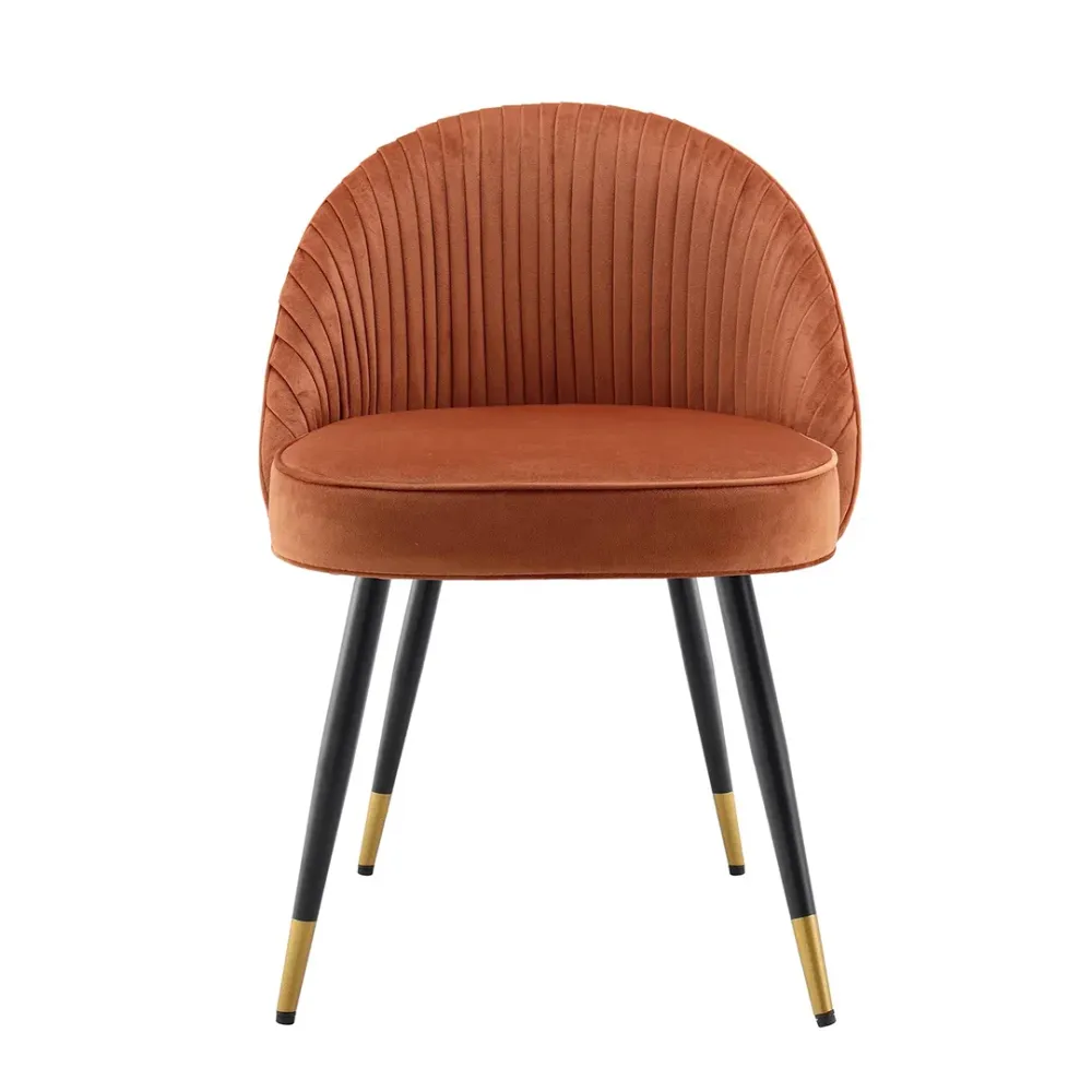 Orange Velvet Accent Chair with Upholstery Single