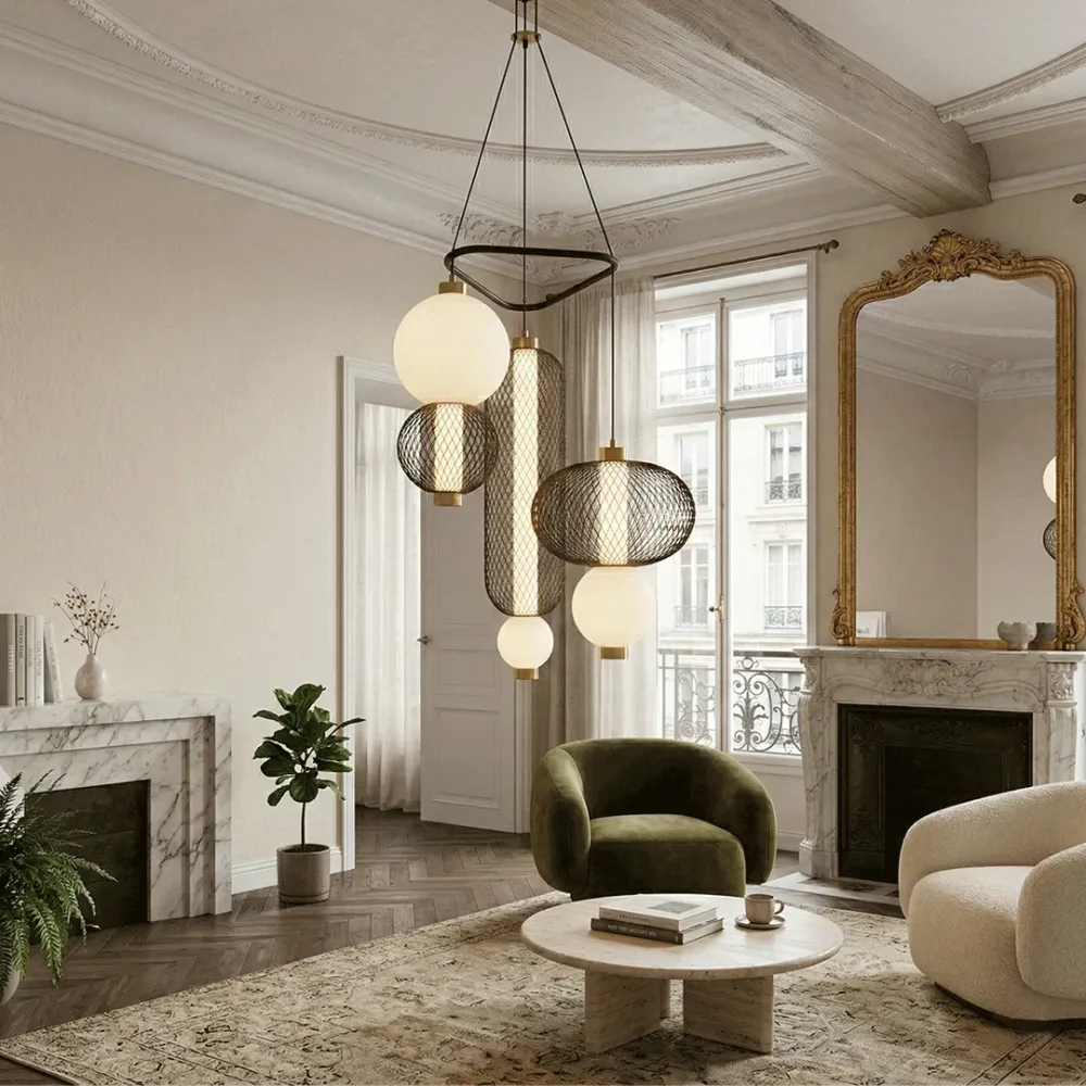 WallMantra Orbit Mesh Trio – Modern Designer Hanging Light