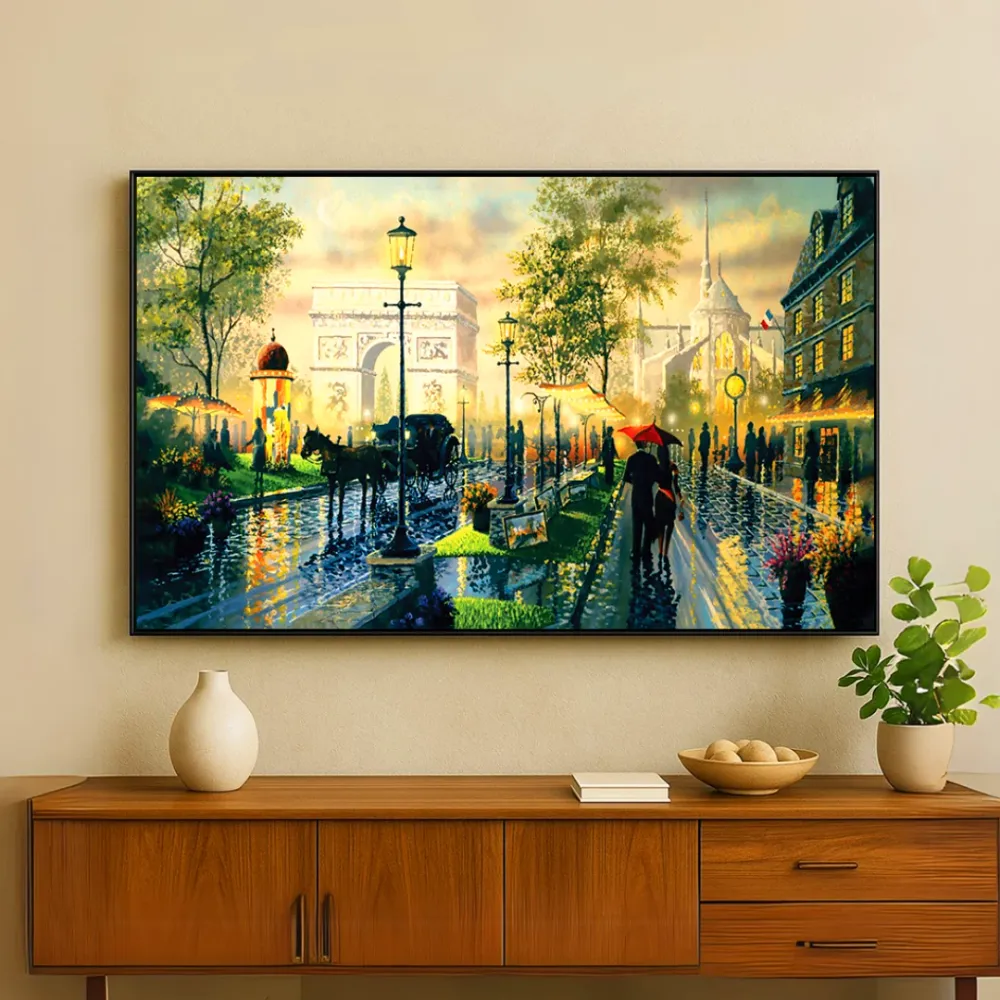 Paris Scenery Canvas Painting With Frame