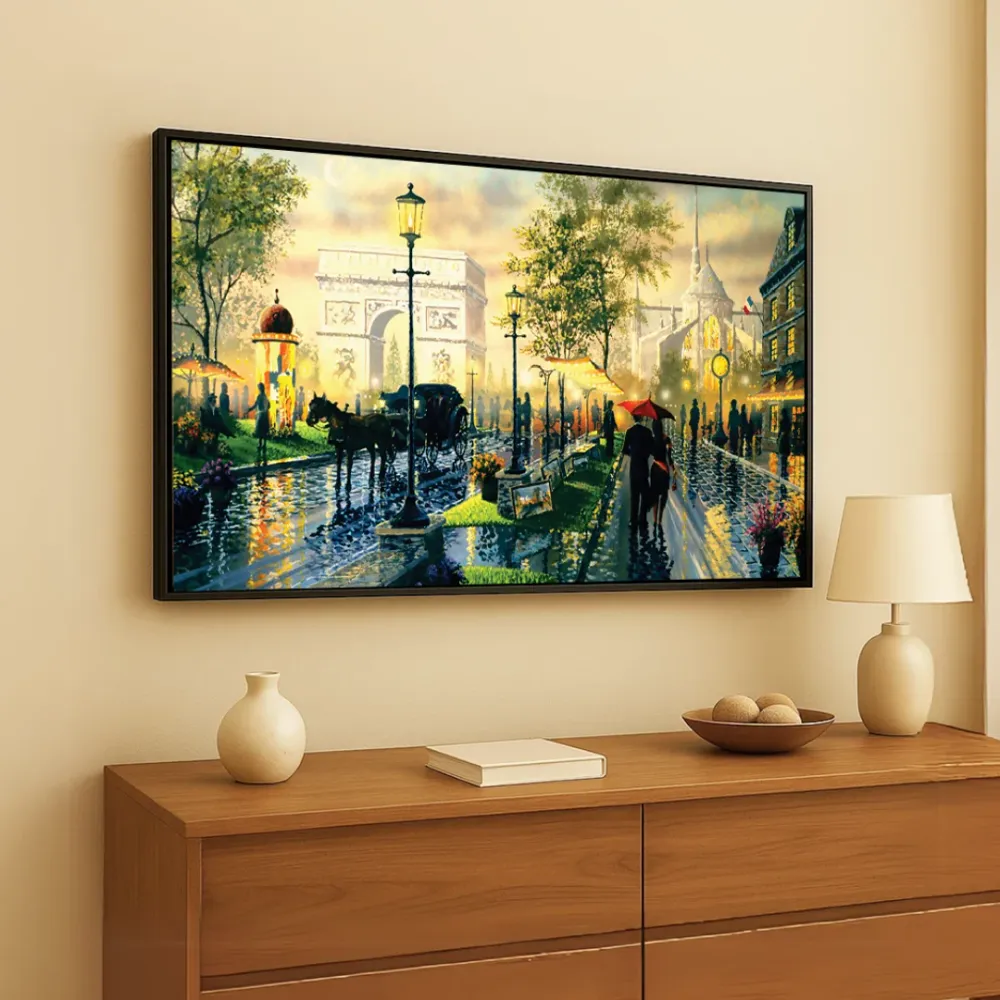 Paris Scenery Canvas Painting With Frame