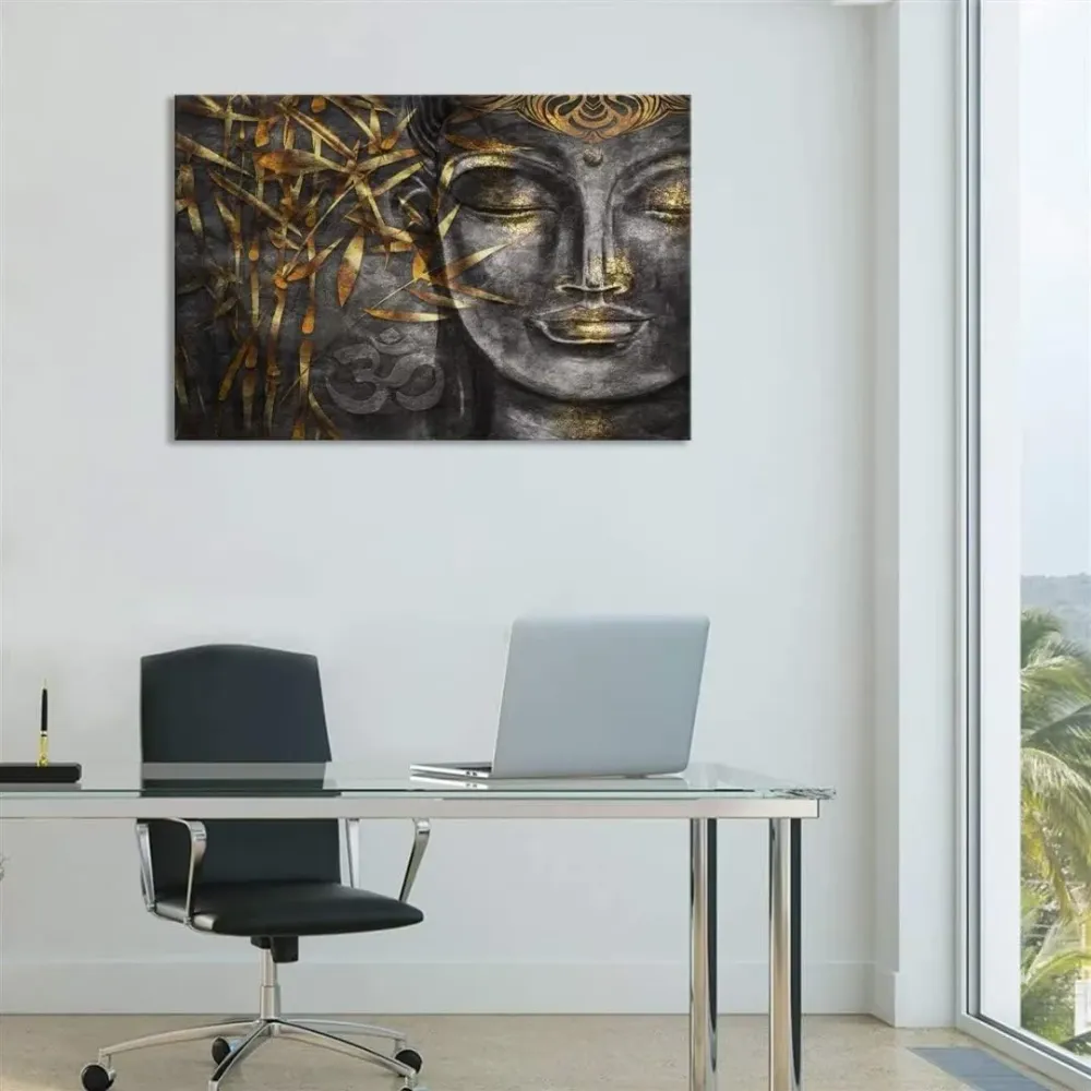 Peaceful Gautam Buddha Canvas Wall Paintings With Frame