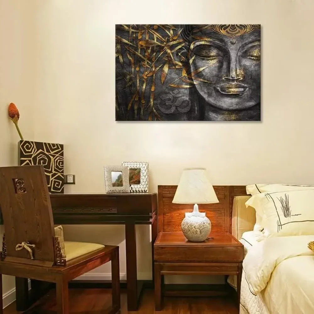 Peaceful Gautam Buddha Canvas Wall Paintings With Frame