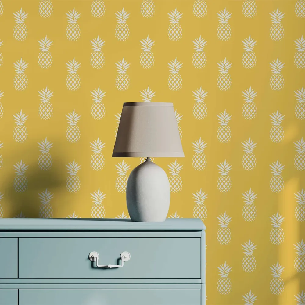 WallMantra Pineapple Pop Premium Quality Wallpaper Yellow